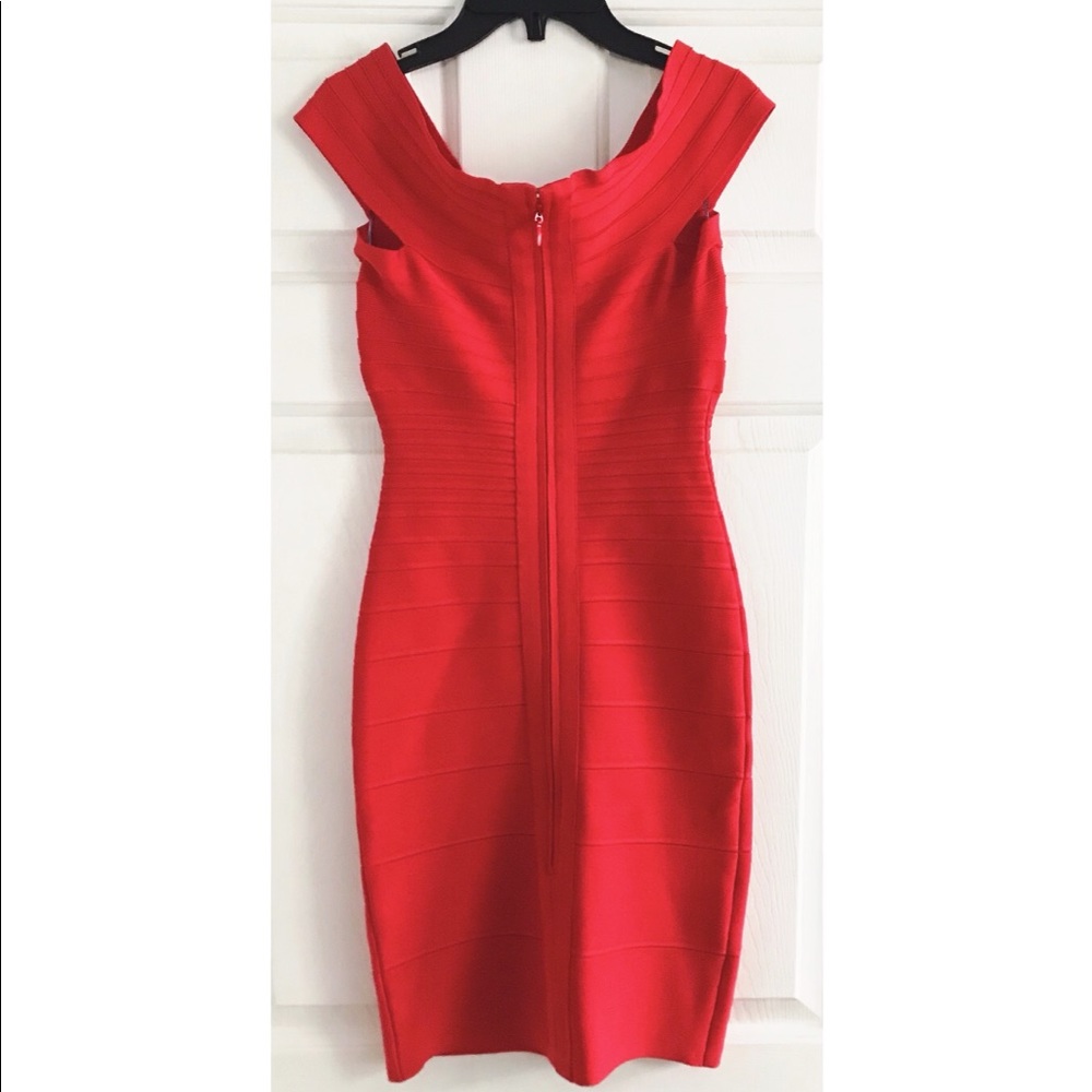NWOT Hervé Léger Coral Bodycon Dress - Picture 3 of 16